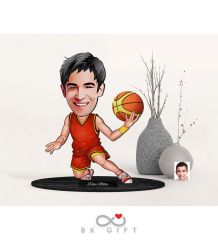BK Gift Kişiye Özel Erkek Basketbolcu Karikatürlü Ahşap Biblo-1