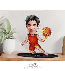 BK Gift Kişiye Özel Erkek Basketbolcu Karikatürlü Ahşap Biblo-1