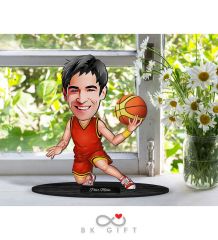 BK Gift Kişiye Özel Erkek Basketbolcu Karikatürlü Ahşap Biblo-1