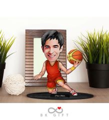 BK Gift Kişiye Özel Erkek Basketbolcu Karikatürlü Ahşap Biblo-1