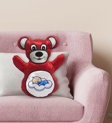 BK Gift Uyuyan Bebek Tasarımlı Kırmızı Ayıcık Yastık-1