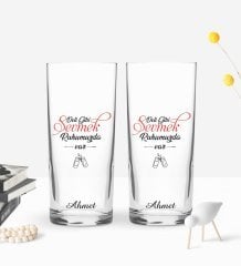 Kişiye Özel Renkli Baskılı Deli Gibi Sevmek Tasarımlı İkili Rakı Bardağı Seti-1