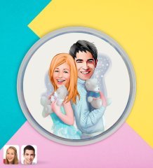 Kişiye Özel Sevgililer Karikatürlü Dev Boy Haribo Minis Kovası (10gx100adet) Model 87
