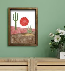 BK Gift Otel Odası Konseptli Doğal Masif Ahşap Çerçeveli Tablo 30x40cm-45