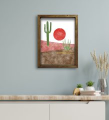 BK Gift Otel Odası Konseptli Doğal Masif Ahşap Çerçeveli Tablo 30x40cm-45