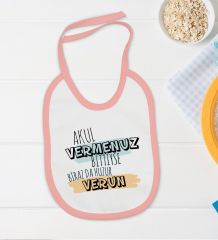 BK Kids Akul Vermenuz Bittiyse Tasarımlı Pembe Bebek Body Zıbın ve Mama Önlüğü Hediye Seti-1