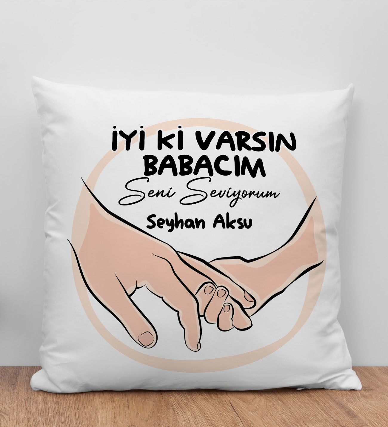 BK Gift Kişiye Özel İsimli Babalar Günü Tasarımlı Beyaz Kırlent Yastık-9, Babaya Hediye, Ev Dekorasyonu, Babalar Günü Hediyesi