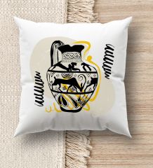 BK Gift Modern Art Tasarımlı Beyaz Kırlent Yastık, Ev Hediyesi, Ev Dekorasyonu, Dekoratif Hediye-20