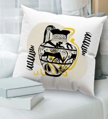 BK Gift Modern Art Tasarımlı Beyaz Kırlent Yastık, Ev Hediyesi, Ev Dekorasyonu, Dekoratif Hediye-20