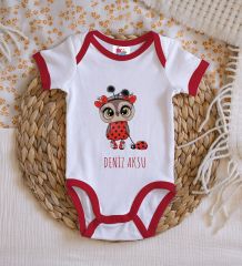 BK Kids Kişiye Özel İsimli Kırmızı Bebek Body Zıbın-41