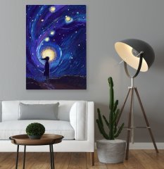 BK Home Ayın Büyülü Döngüsündeki Gizemli Kız Tasarımlı Kanvas Tablo 50x70cm