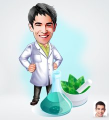 Kişiye Özel Erkek Eczacı Karikatürlü Sosyal Medya Dijital Profil Fotoğrafı - Model 1