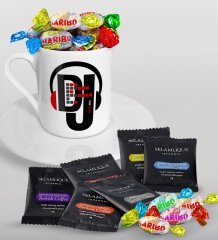 Kişiye Özel DJ Türk Kahvesi Fincanı Selamlique Karışık Türk Kahvesi ve Haribo Şeker Hediye Seti-1