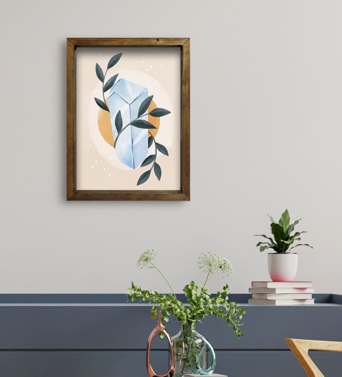 BK Gift Otel Odası Konseptli Doğal Masif Ahşap Çerçeveli Tablo 45x65cm-95