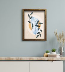 BK Gift Otel Odası Konseptli Doğal Masif Ahşap Çerçeveli Tablo 45x65cm-95
