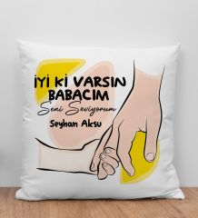 BK Gift Kişiye Özel İsimli Babalar Günü Tasarımlı Beyaz Kırlent Yastık-8, Babaya Hediye, Ev Dekorasyonu, Babalar Günü Hediyesi