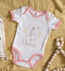 BK Kids Kişiye Özel Pembe Bebek Body Zıbın - Model 133