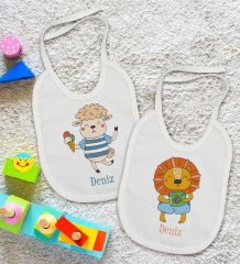 BK Kids Kişiye Özel İsimli 2’li Beyaz Mama Önlüğü-9