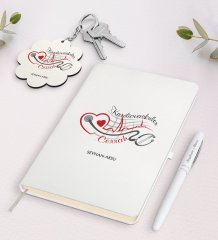 Kişiye Özel Kardiovaskuler Cerrah Beyaz Defter Kalem ve Anahtarlık Hediye Seti