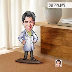 BK Gift Kişiye Özel Doktor Karikatürlü Büyük Boy Ahşap Biblo-3 Arkadaşa Hediye , Sevgiliye Hediye, Kişiye Özel Biblolar