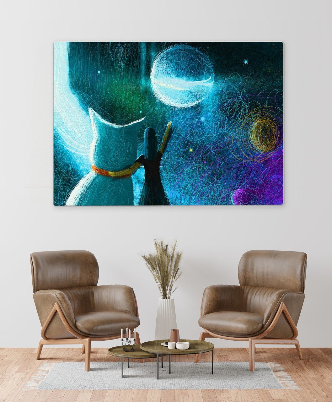 BK Home Ayı Selamlayan Can Dostlar Tasarımlı Kanvas Tablo 70x100cm