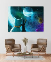 BK Home Ayı Selamlayan Can Dostlar Tasarımlı Kanvas Tablo 70x100cm