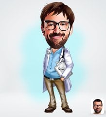 Kişiye Özel Erkek Doktor Karikatürlü Sosyal Medya Dijital Profil Fotoğrafı - Model 8