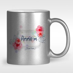 Kişiye Özel Bugün Günlerden Canım Annem Tasarımlı Gümüş Yaldızlı Kupa Bardak - 1