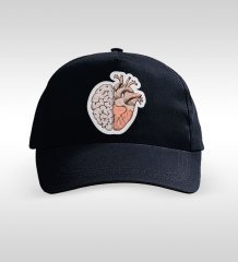 BK Gift Beyin ve Kalp Tasarımlı Siyah Şapka-1