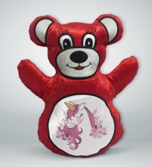 BK Gift Unicorn Tasarımlı Kırmızı Ayıcık Yastık-2