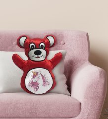 BK Gift Unicorn Tasarımlı Kırmızı Ayıcık Yastık-2