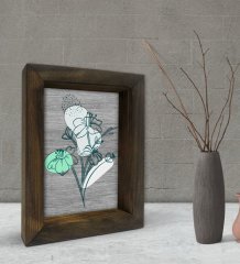 BK Gift Minimal Çiçekler Tasarımlı Dekoratif Doğal Masif Ahşap Çerçeve 15x20cm-3