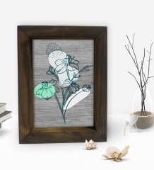 BK Gift Minimal Çiçekler Tasarımlı Dekoratif Doğal Masif Ahşap Çerçeve 15x20cm-3