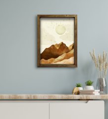 BK Gift Otel Odası Konseptli Doğal Masif Ahşap Çerçeveli Tablo 30x40cm-43