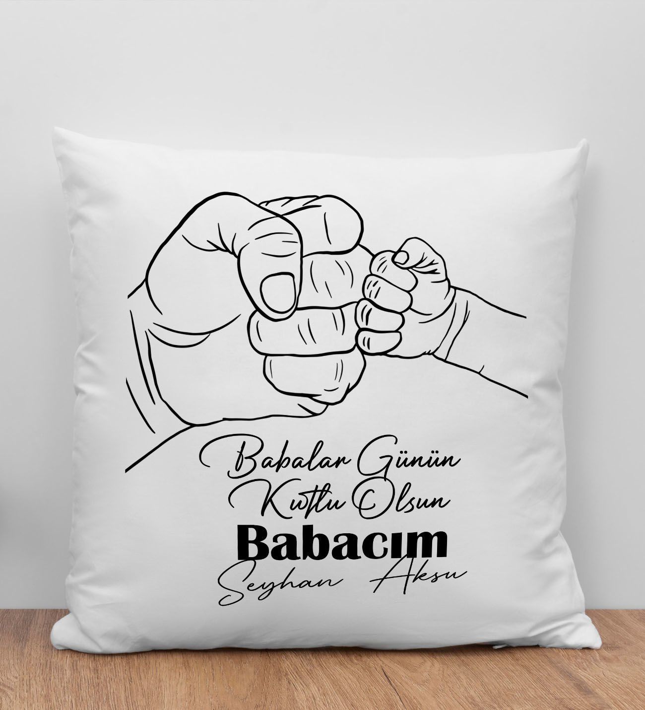 BK Gift Kişiye Özel İsimli Babalar Günü Tasarımlı Beyaz Kırlent Yastık-7, Babaya Hediye, Ev Dekorasyonu, Babalar Günü Hediyesi
