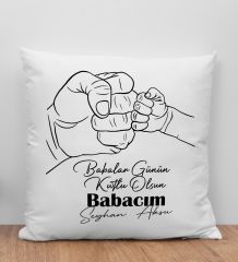 BK Gift Kişiye Özel İsimli Babalar Günü Tasarımlı Beyaz Kırlent Yastık-7, Babaya Hediye, Ev Dekorasyonu, Babalar Günü Hediyesi