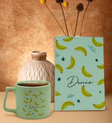 BK Gift Kişiye Özel İsimli Yeşil Sert Kapaklı Defter ve Middle Kupa Seti, Arkadaşa Hediye, Yeni İş Hediyesi, Doğum Günü Hediyesi-15