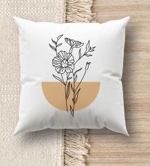 BK Gift Modern Art Tasarımlı Beyaz Kırlent Yastık, Ev Hediyesi, Ev Dekorasyonu, Dekoratif Hediye-18