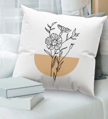 BK Gift Modern Art Tasarımlı Beyaz Kırlent Yastık, Ev Hediyesi, Ev Dekorasyonu, Dekoratif Hediye-18