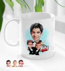 Kişiye Özel Godfather Baba ve Oğullar Karikatürlü Beyaz Kupa Bardak-1