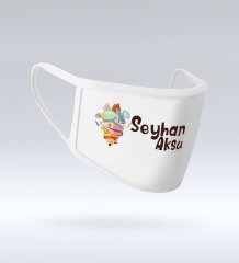 Çocuklara Özel İsimli Yıkanabilir Beyaz Okul Maskesi-6