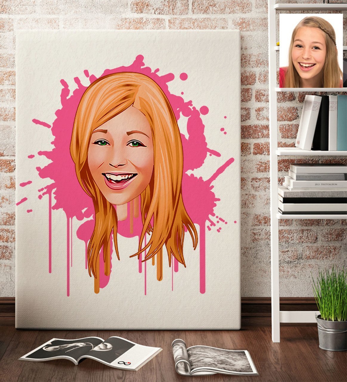 Kişiye Özel Kadın Karikatürlü Kanvas Tablo (70 x 100 cm.) 31