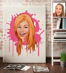 Kişiye Özel Kadın Karikatürlü Kanvas Tablo (70 x 100 cm.) 31