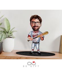 BK Gift Kişiye Özel Erkek Beyzbol Karikatürlü Ahşap Biblo-2
