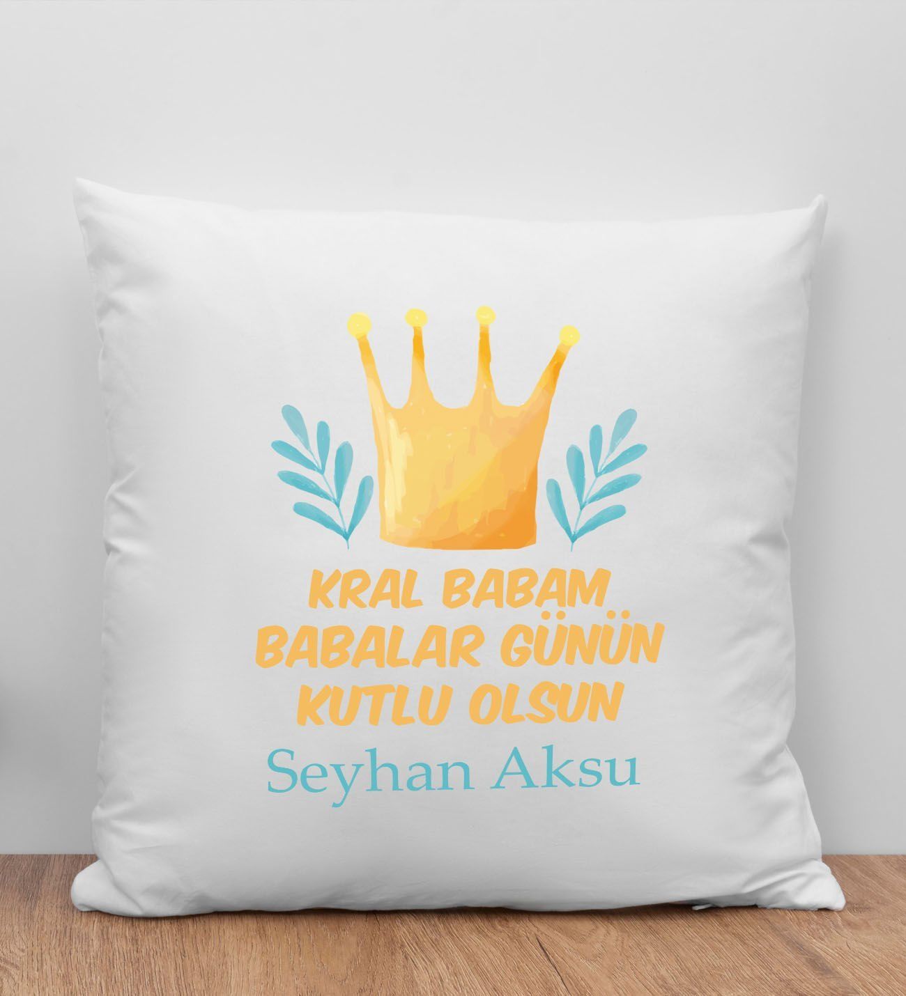 BK Gift Kişiye Özel İsimli Babalar Günü Tasarımlı Beyaz Kırlent Yastık-6, Babaya Hediye, Ev Dekorasyonu, Babalar Günü Hediyesi