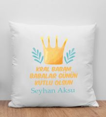 BK Gift Kişiye Özel İsimli Babalar Günü Tasarımlı Beyaz Kırlent Yastık-6, Babaya Hediye, Ev Dekorasyonu, Babalar Günü Hediyesi