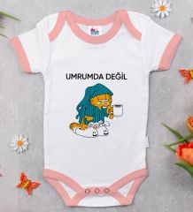 BK Kids Umrumda Değil Tasarımlı Pembe Bebek Body Zıbın-1