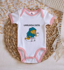 BK Kids Umrumda Değil Tasarımlı Pembe Bebek Body Zıbın-1