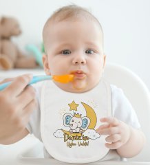 BK Kids Kişiye Özel Uyku Vakti Tasarımlı Bebek Body Zıbın ve Mama Önlüğü Hediye Seti - Model 1