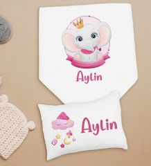 BK Kids Kişiye Özel İsimli Bebek Battaniye ve Yastık Hediye Seti, Yeni Doğan Bebek Hediyesi, Bebek Uyku Seti-7